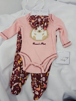 Girls 3 Piece Set-Pink Floral Hedgehog