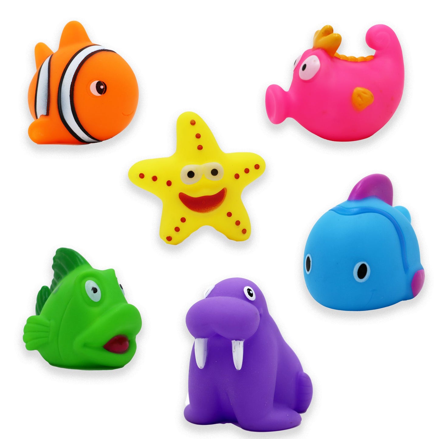 6 Pack Bath Toys: Fishes