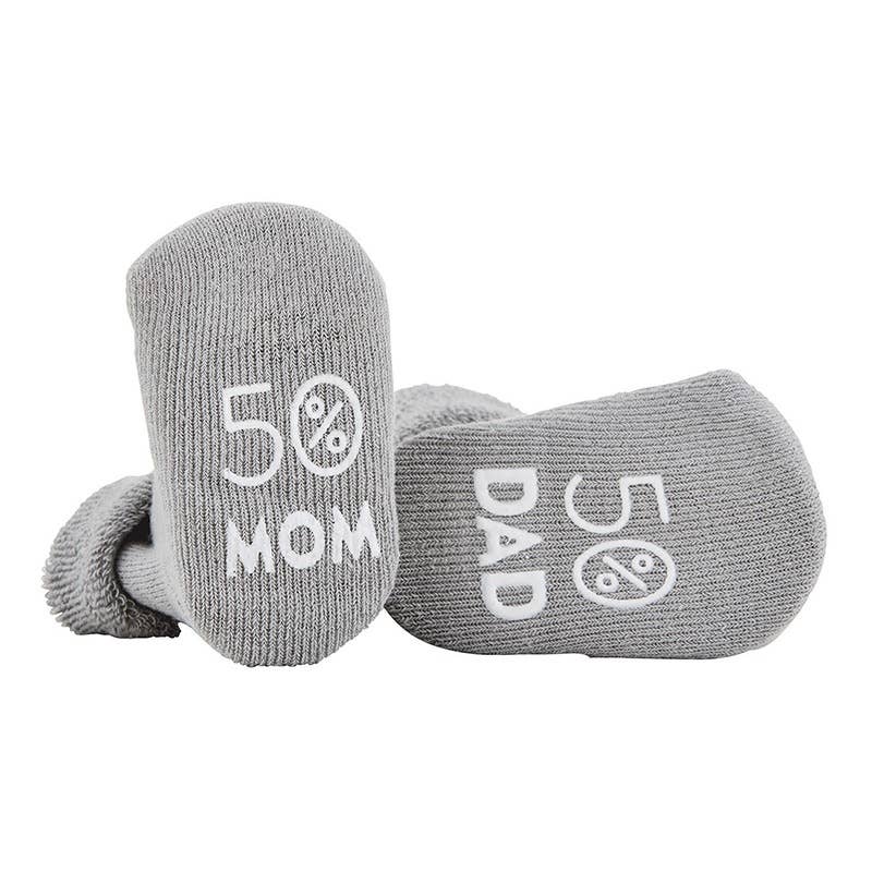 Baby 50% Mom 50% Dad Grey Socks