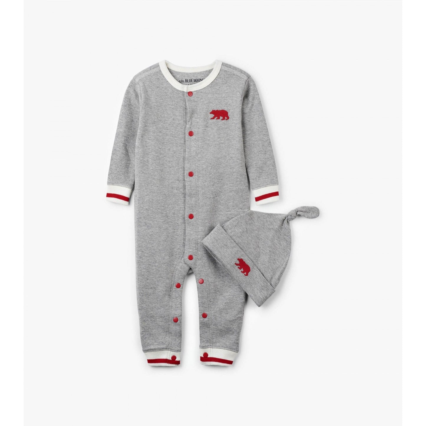 Baby Work Sock Grey Bear Romper And Hat