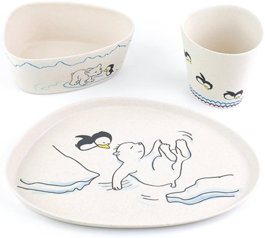 Bamboo Fibre Kids 3 Piece Dinnerware Set Polar Bear