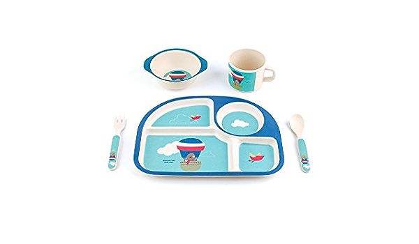 Bamboo Fibre Kids 5 Piece Dinnerware Up And Away