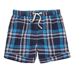 Boys Blue Plaid Cuffed Shorts