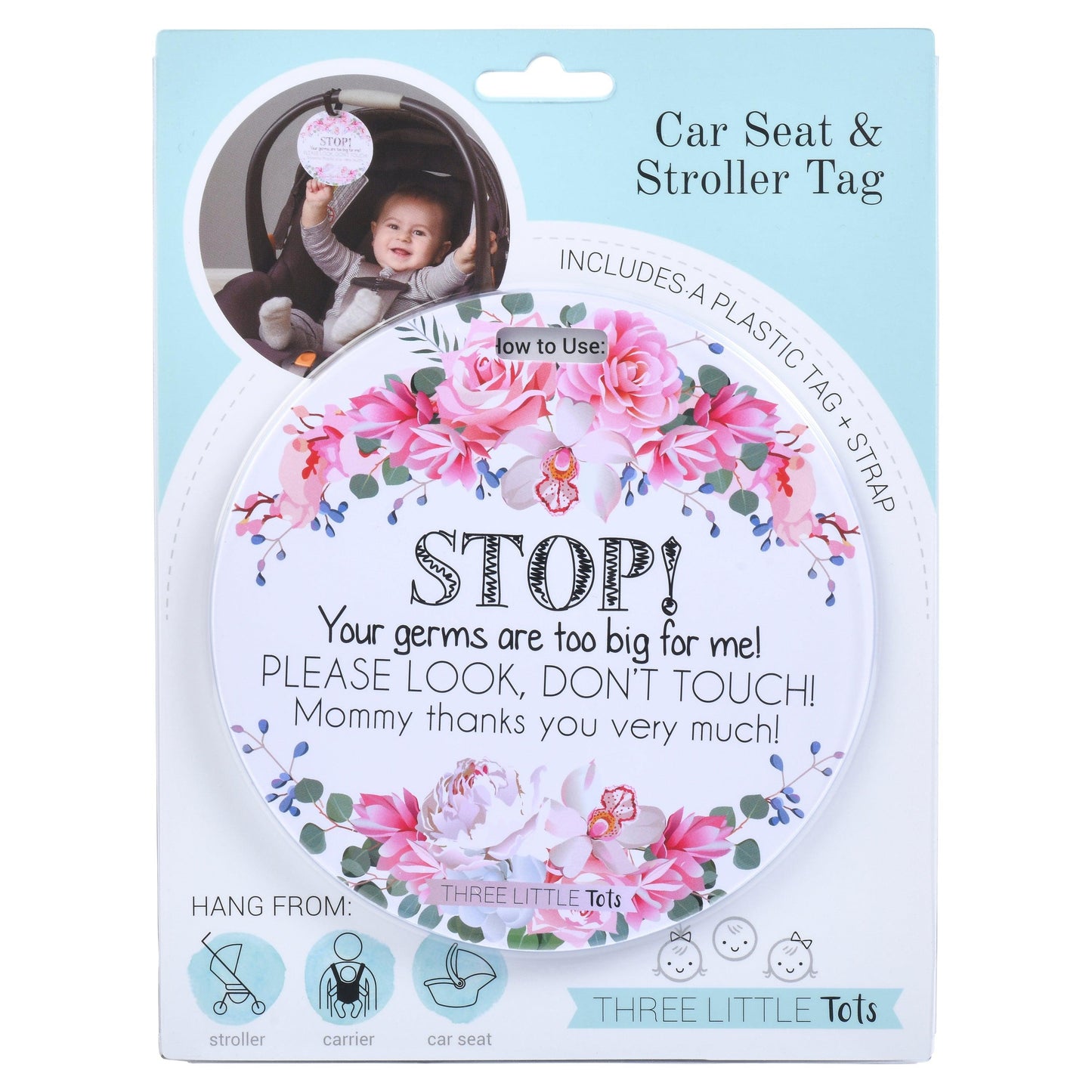 Floral No Touching Baby Car Seat and Stroller Tag