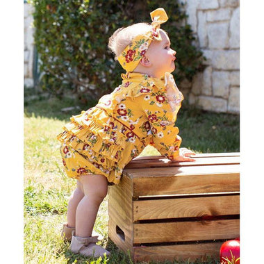 Golden Gardenias Waterfall Bubble Romper