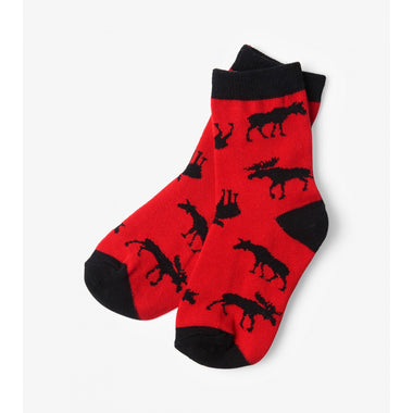 Kids Moose On Red Kids Socks
