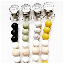 Little Cheeks Beaded Silicone Clips Silicone Soother Clip