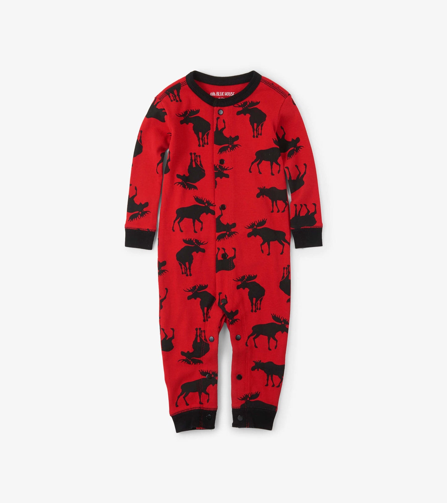 Moose On Red Baby Union Suit Trailing A Little Behind