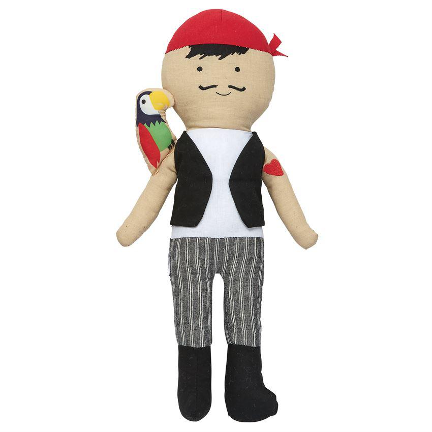 Mud Pie Parrot Moustache Pirate Doll