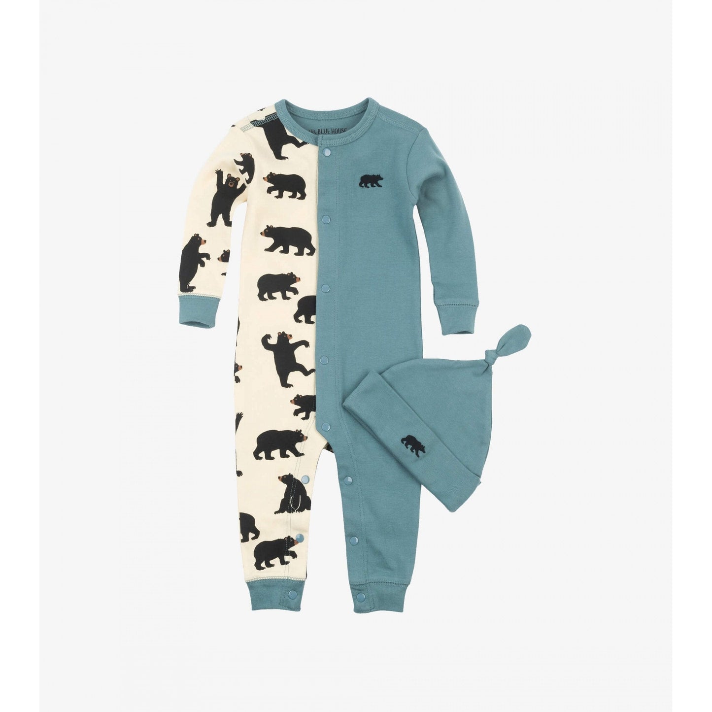 Teal Bear And Blue Coverall & Hat