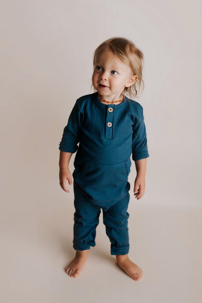 Three Little Tots - Baby Ribbed Playsuit with Pockets