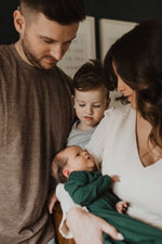 Three Little Tots - Forest Green Ribbed Knotted Gown + Hat