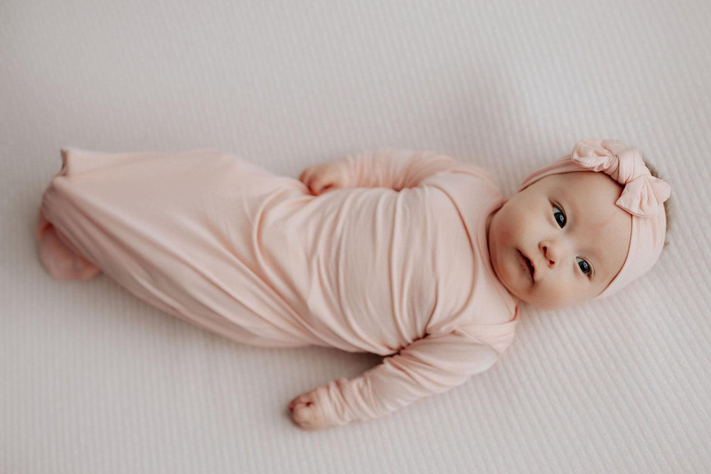 Three Little Tots - Heavenly Pink Knotted Gown + Bow