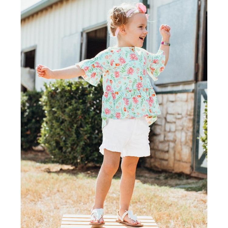 White Ruffle Chino Shorts Rufflebutt