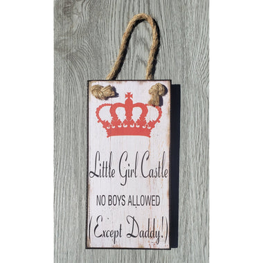 Wooden Castle Girls Door Sign