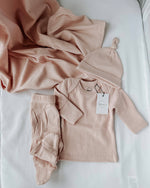 Newborn Going Home Ribbed Set - blush: Newborn