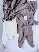 Newborn Going Home Ribbed Set - Charcoal: Newborn